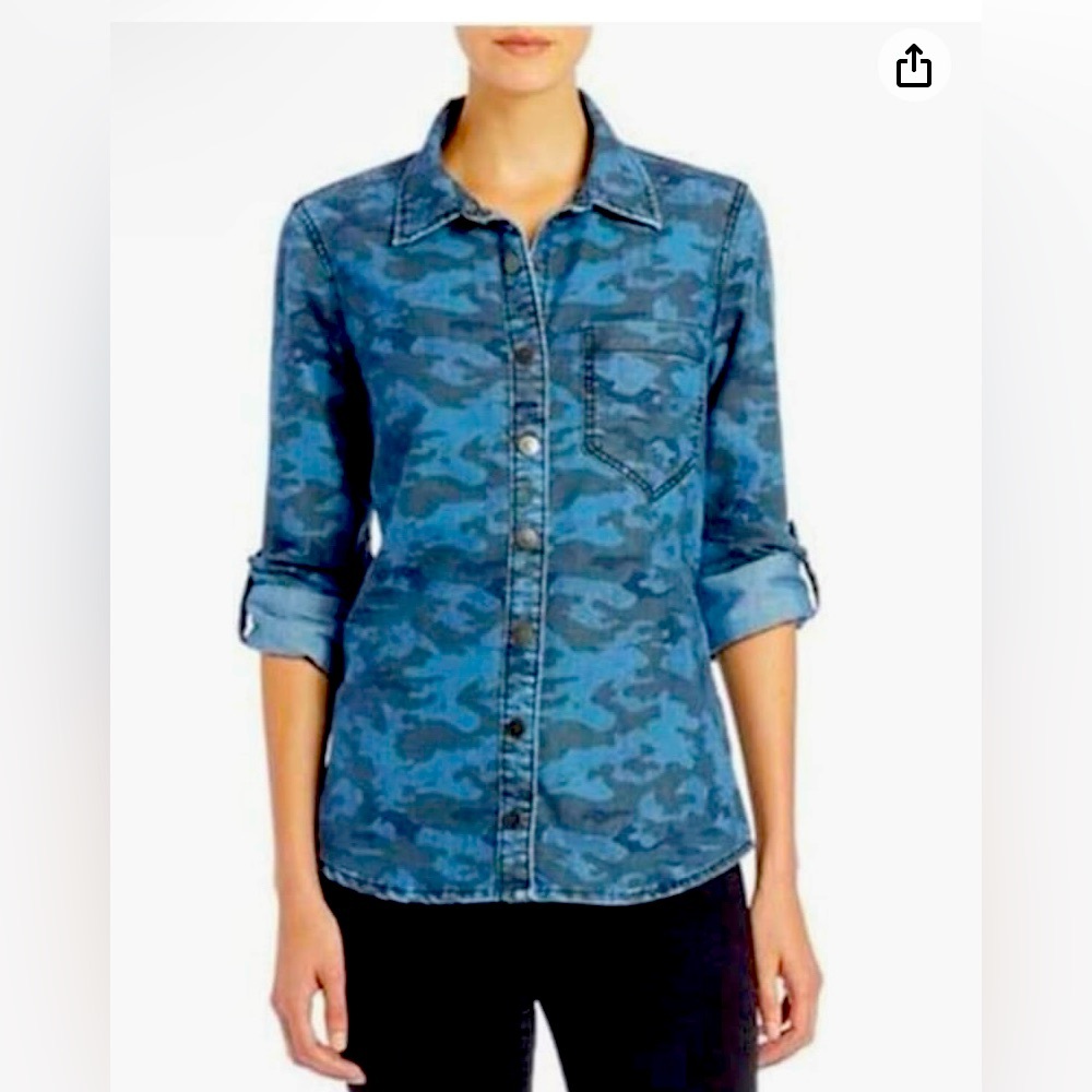BLANKNYC blue camo print denim shirt